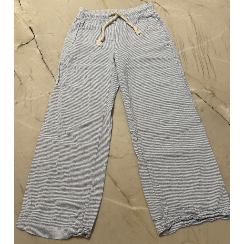 House of Harlow 1960 Blue White Striped Linen Blend Wide Leg Pants XS Coastal